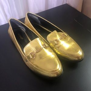 TOPSHOP Gold Cuffed Loafers